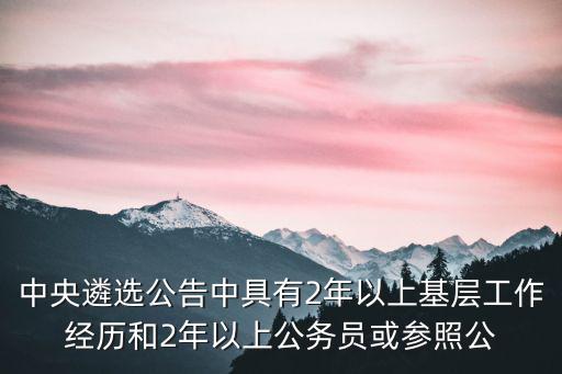 中央遴選公告中具有2年以上基層工作經歷和2年以上公務員或參照公