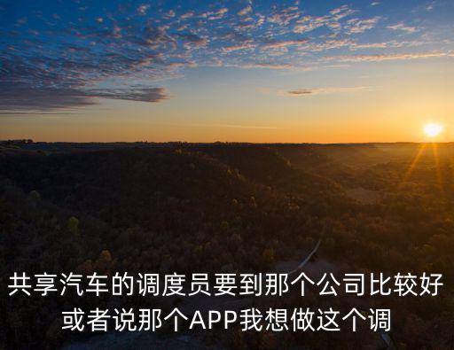 共享汽車的調(diào)度員要到那個公司比較好或者說那個APP我想做這個調(diào)