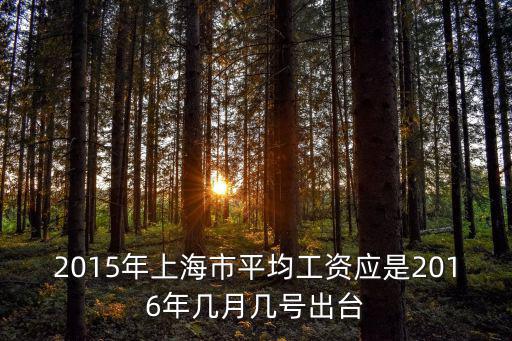 上海市哲社幾號公布，2015年上海市平均工資應是2016年幾月幾號出臺