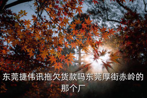 東莞捷偉訊拖欠貨款嗎東莞厚街赤嶺的那個廠