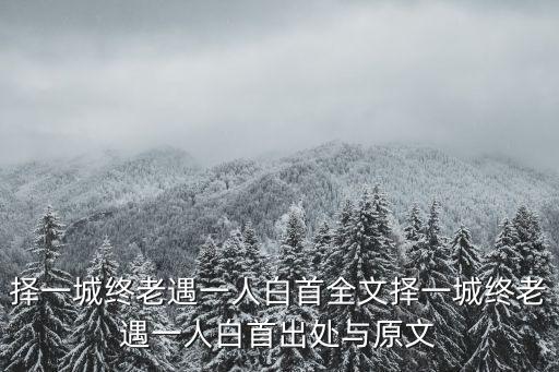 遇一人白首,全文:背棄一切共度朝夕