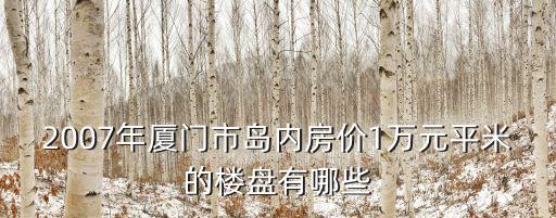 2007年廈門市島內房價1萬元平米的樓盤有哪些
