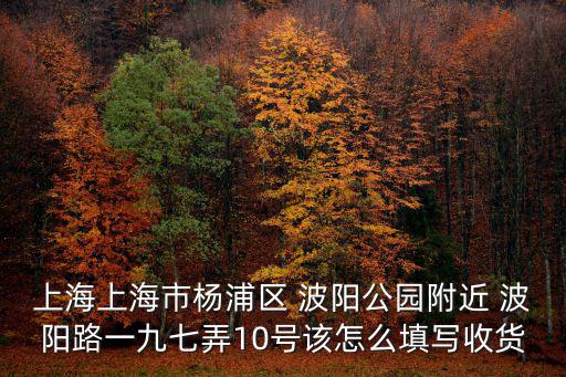 上海上海市楊浦區(qū) 波陽公園附近 波陽路一九七弄10號該怎么填寫收貨