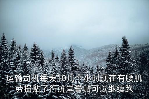 運輸司機每天10幾個小時現在有腰肌勞損貼了行濟堂膏貼可以繼續跑