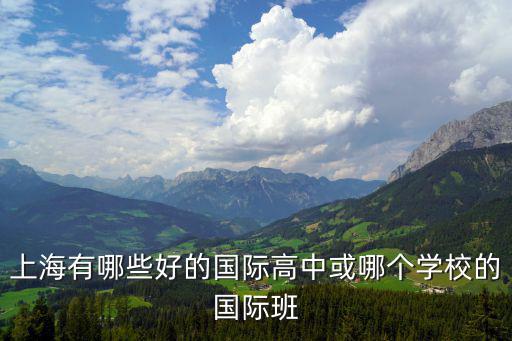 上海有哪些好的國際高中或哪個學校的國際班