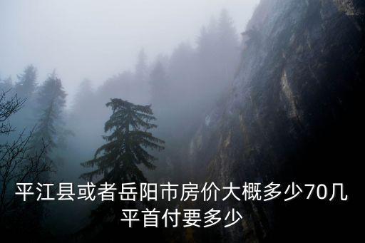 平江縣或者岳陽市房價大概多少70幾平首付要多少