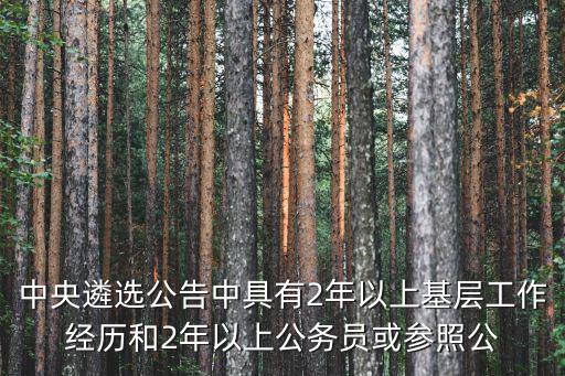 中央遴選公告中具有2年以上基層工作經歷和2年以上公務員或參照公
