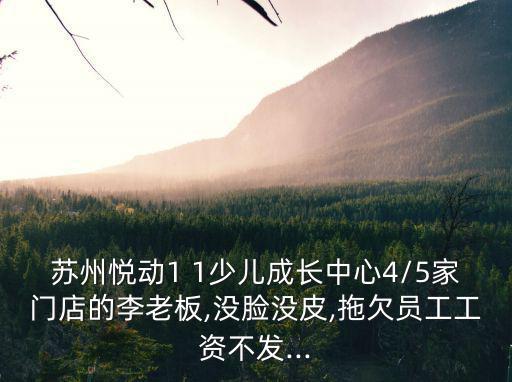 蘇州悅動1 1少兒成長中心4/5家門店的李老板,沒臉沒皮,拖欠員工工資不發...