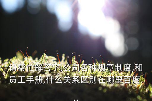 請幫忙解答下,公司各種規(guī)章制度,和員工手冊,什么關(guān)系區(qū)別在哪里百度...