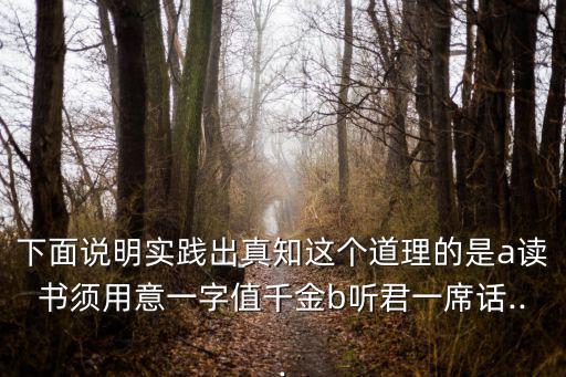 實踐出真知下一句,a讀書須用意一字值千金