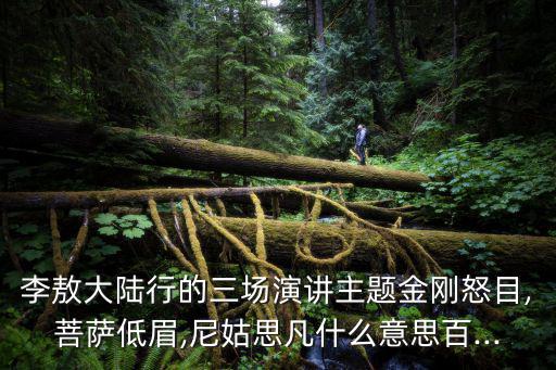 李敖大陸行的三場演講主題金剛怒目,菩薩低眉,尼姑思凡什么意思百...