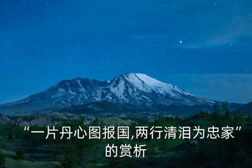 “一片丹心圖報國,兩行清淚為忠家”的賞析