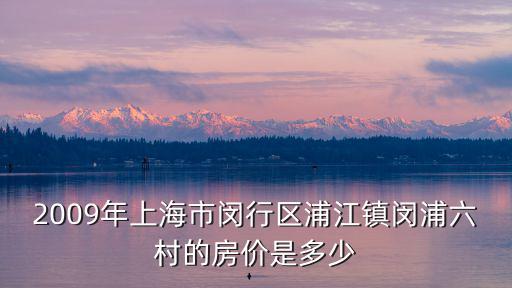 2009年上海市閔行區浦江鎮閔浦六村的房價是多少