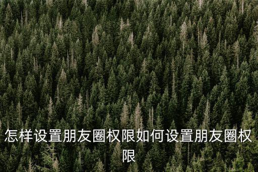 怎樣設置朋友圈權限如何設置朋友圈權限
