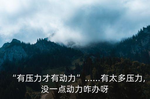 “有壓力才有動力”……有太多壓力,沒一點動力咋辦呀