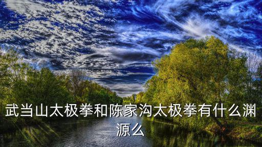 武當山太極拳和陳家溝太極拳有什么淵源么