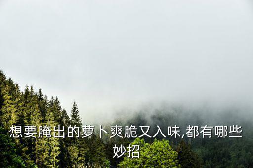 想要腌出的蘿卜爽脆又入味,都有哪些妙招