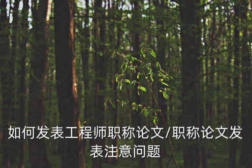 如何發(fā)表工程師職稱論文/職稱論文發(fā)表注意問題