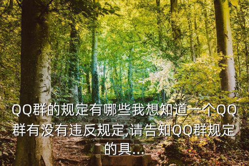 QQ群的規定有哪些我想知道一個QQ群有沒有違反規定,請告知QQ群規定的具...
