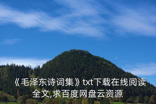《毛澤東詩(shī)詞集》txt下載在線閱讀全文,求百度網(wǎng)盤(pán)云資源