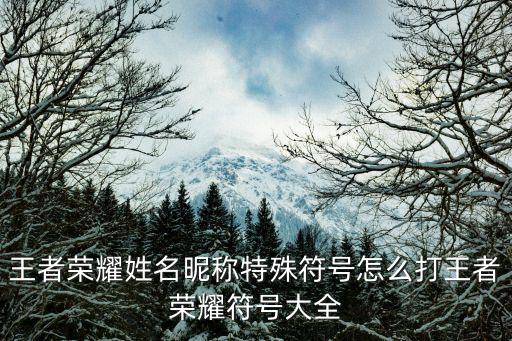 王者符號大全,王者榮耀名字符號怎么弄?第二種方法!