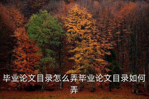 論文目錄怎么做,畢業論文目錄怎么弄?