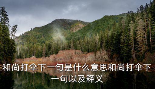 和尚打傘下一句是什么意思和尚打傘下一句以及釋義