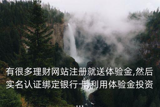 有很多理財網站注冊就送體驗金,然后實名認證綁定銀行卡,利用體驗金投資...
