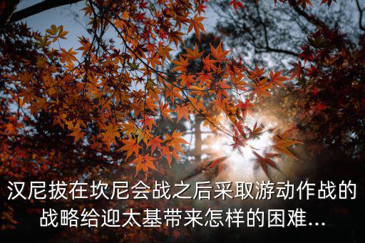 坎尼會戰,與坎尼會戰后的漢尼拔有何差別?