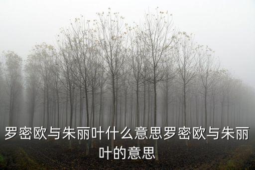 羅密歐與朱麗葉什么意思羅密歐與朱麗葉的意思