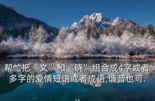 幫忙把“文”和“曉”組合成4字或者多字的愛情短語或者成語,諧音也可...