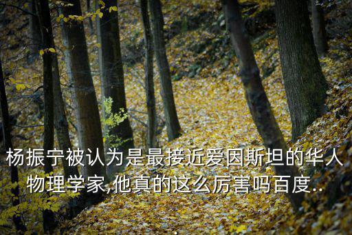 楊振寧被認為是最接近愛因斯坦的華人物理學(xué)家,他真的這么厲害嗎百度...