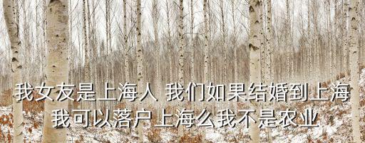 我女友是上海人 我們如果結婚到上海 我可以落戶上海么我不是農業(yè)