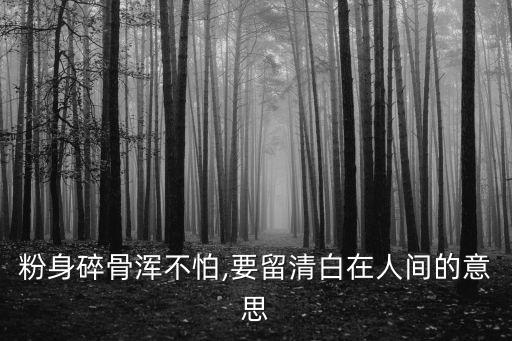 要留清白在人間,要留青白在人間四個字