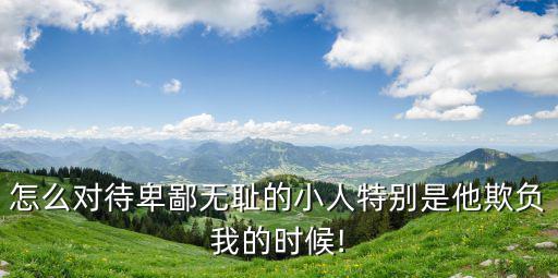 無恥小人,怎么對待卑鄙無恥小人?