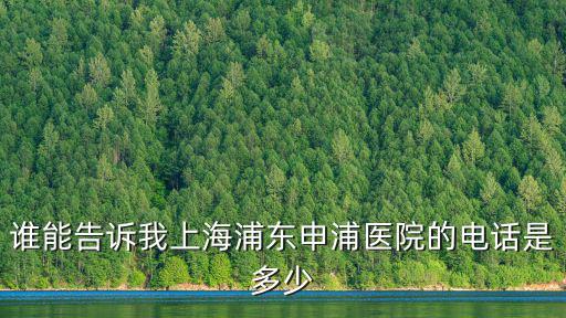 誰能告訴我上海浦東申浦醫院的電話是多少