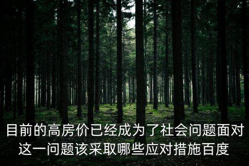 目前的高房價已經成為了社會問題面對這一問題該采取哪些應對措施百度
