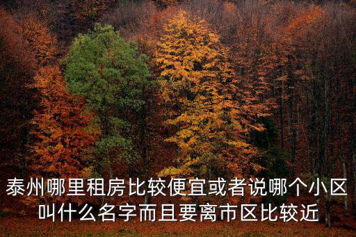 泰州哪里租房比較便宜或者說哪個小區(qū)叫什么名字而且要離市區(qū)比較近