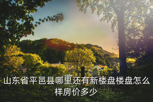 山東省平邑縣哪里還有新樓盤樓盤怎么樣房價多少