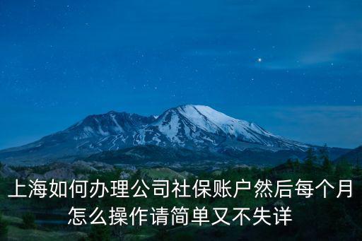 上海如何辦理公司社保賬戶然后每個月怎么操作請簡單又不失詳