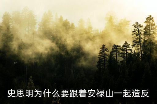 史思明為什么要跟著安祿山一起造反