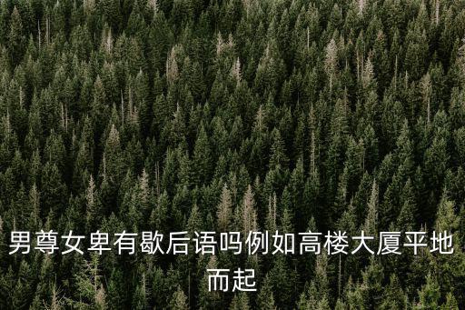 男尊女卑有歇后語嗎例如高樓大廈平地而起