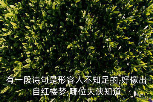 有一段詩句是形容人不知足的,好像出自紅樓夢,哪位大俠知道