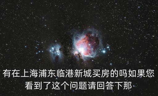 有在上海浦東臨港新城買(mǎi)房的嗎如果您看到了這個(gè)問(wèn)題請(qǐng)回答下那