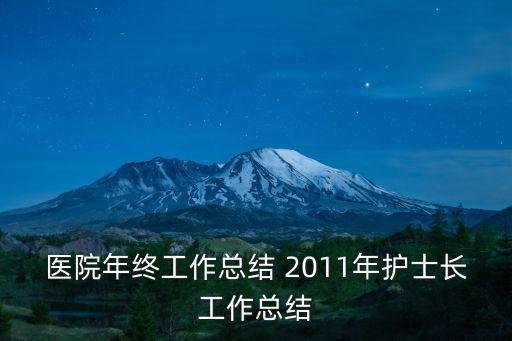 醫(yī)院年終工作總結(jié) 2011年護(hù)士長工作總結(jié)