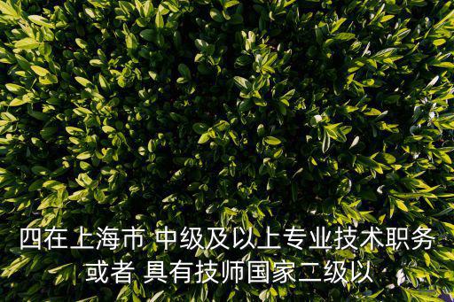四在上海市 中級(jí)及以上專業(yè)技術(shù)職務(wù) 或者 具有技師國(guó)家二級(jí)以