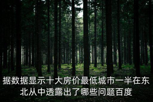 據數據顯示十大房價最低城市一半在東北從中透露出了哪些問題百度