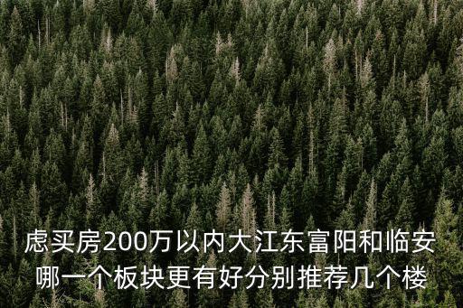 慮買房200萬以內(nèi)大江東富陽(yáng)和臨安哪一個(gè)板塊更有好分別推薦幾個(gè)樓