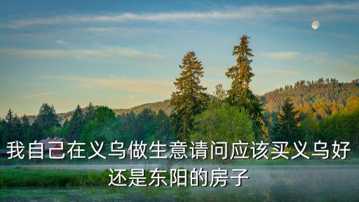 我自己在義烏做生意請問應該買義烏好還是東陽的房子