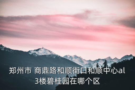 鄭州市 商鼎路和順街口和順中心al3樓碧桂園在哪個區